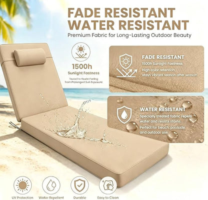 Chaise Lounge Cushion for Outdoor Furniture, Waterproof, Fade-Resistant and - Image 6