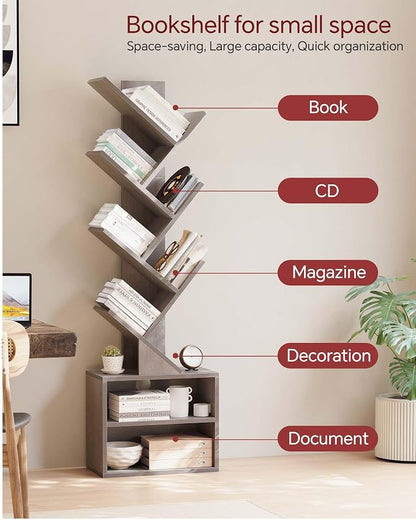 SUNMORY 6 Tier Tree Bookshelf, Tall Bookcase - Image 7