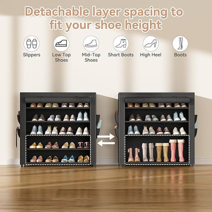 LANTEFUL Shoe Rack with Covers 5 Tier Tall Shoe Rack Organizer Large Capacity - Image 6
