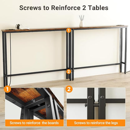ELYKEN 2 Pack 5.9" Narrow Console Sofa Table - Image 7