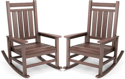 SERWALL Outdoor Rocking Chair Set of 2, HDPE Rocking Chair by SERWALL
