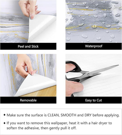 LaCheery White Grey Gold Marble Contact Paper - Image 7