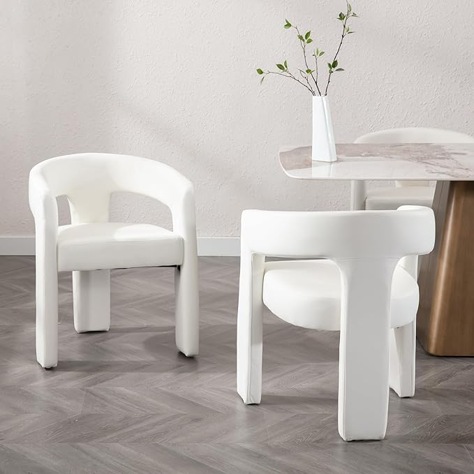 BESTANO Set of 4 Modern PU Leather Upholstered Dining Chairs - Image 4