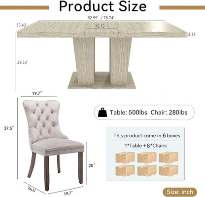Henf 9 Pieces Extendable Dining Table Set - Image 3