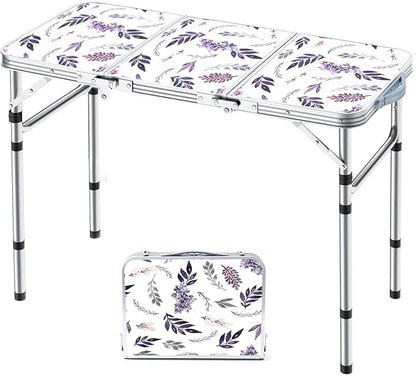 Yriuat Folding Camping Table 3ft Portable Picnic Table Adjustable Height Small by Yriuat