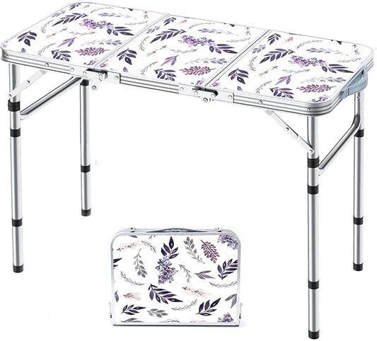 Yriuat Folding Camping Table 3ft Portable Picnic Table Adjustable Height Small by Yriuat