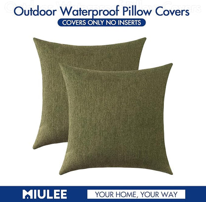 MIULEE Pack of 2 Decorative Outdoor Solid Waterproof Throw Pillow Covers Spring - Image 6