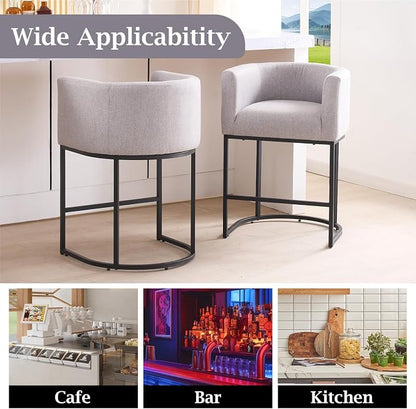 ClinQ 26" H Counter Height Bar Stools Set of 2, Modern Barrel Counter Stools - Image 5