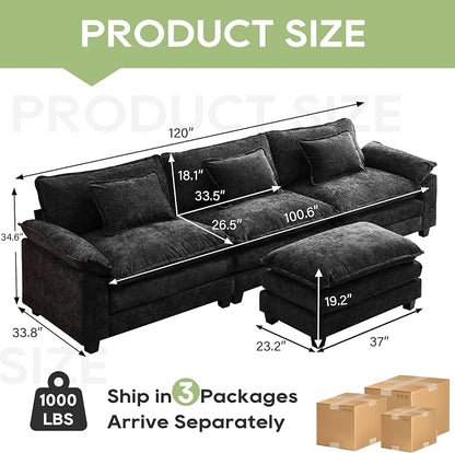 Oprisen 120" Modular Sectional Sofa, Comfy Cloud Couch Sectional Sofa - Image 2