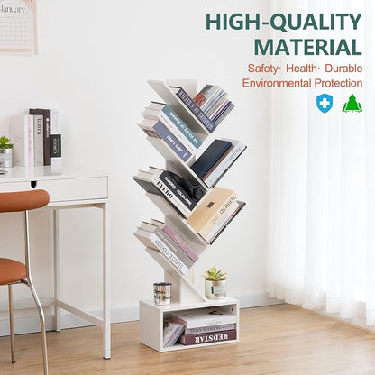 Yoobure Tree Bookshelf, 6 Tier Small Book Shelf Retro Floor Standing Bookcase - Image 7