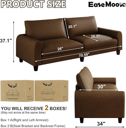 EASE MOOSE 70.6" Faux Leather Loveseat Sofa, Deep Seat Waterproof and - Image 2