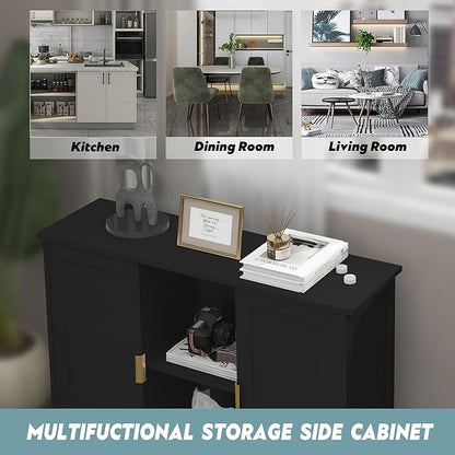 TaoHFE Black Buffet Cabinet, Modern Narrow Sideboard Buffet Cabinet Wooden Side - Image 4