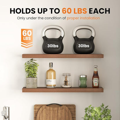Fun Memories Floating Shelves for Wall, 72 Inch Long Set of 2 Rustic Wood Wall - Image 6