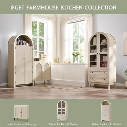 IFGET 71" Tall Arched Kitchen Pantry Cabinet, Wood Kitchens Storage Cabinets - Image 6
