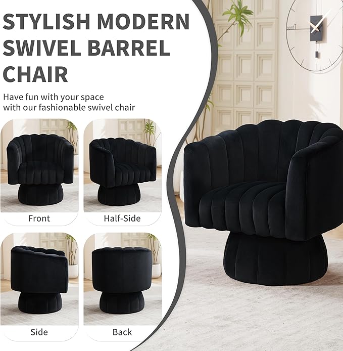 Swivel Accent Barrel Chair Set of 2- Cute Comfy Small Round 360° Arm Chair - Image 6