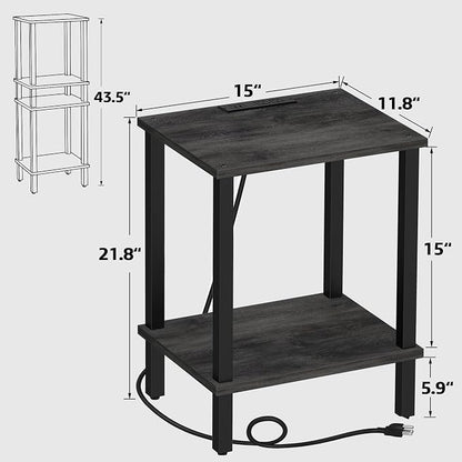 TUTOTAK End Table with Charging Station, Small Side Table with Outlets - Image 3