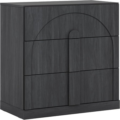 BELLEZE Sideboard Cabinet with 3 Drawers, Modern Wood Buffet Cabinet with Arc - Image 9