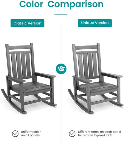 SERWALL Outdoor Rocking Chair Set of 2, HDPE Rocking Chair - Image 9