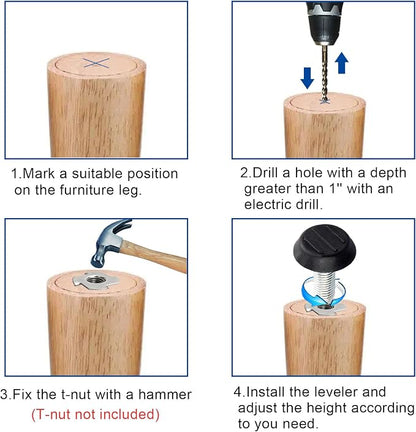 WAFJAMF Adjustable Furniture Levelers Screw in Threaded, Adjustable Levelers - Image 5