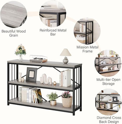 LVB Farmhouse Entryway Table, Metal Wood Console Table - Image 4