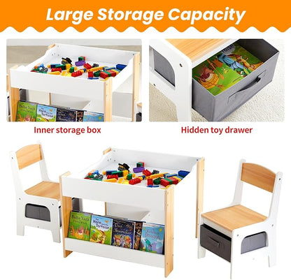 Asweets Kids Table and Chair Set, 4 in 1 Toddler Desk - Image 9