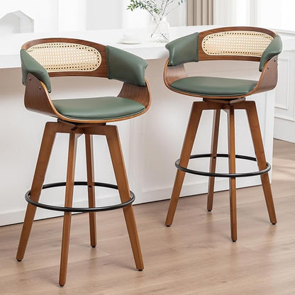 Set of 2 Rattan Swivel Bar Stools by KUNZENTLIVING