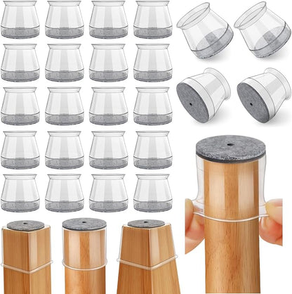 24 Pcs Chair Leg Floor Protectors Round, Silicone Felt Furniture Leg Pads Caps by Ansible