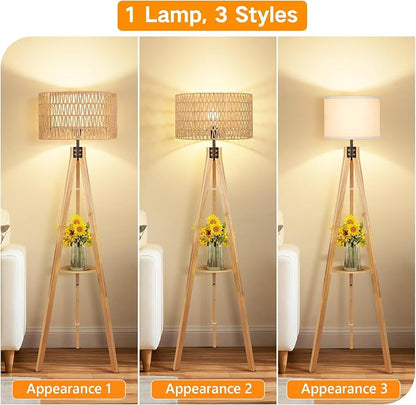 OUTON Boho Rattan Tripod Floor Lamp - Image 5