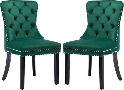 KCC Velvet Dining Chairs Set of 2, Upholstered High-end Tufted Dining Room Chair by KCC