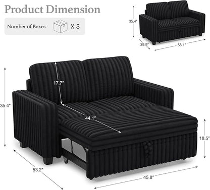 Belffin Corduroy Sectional Sleeper Sofa - Image 2