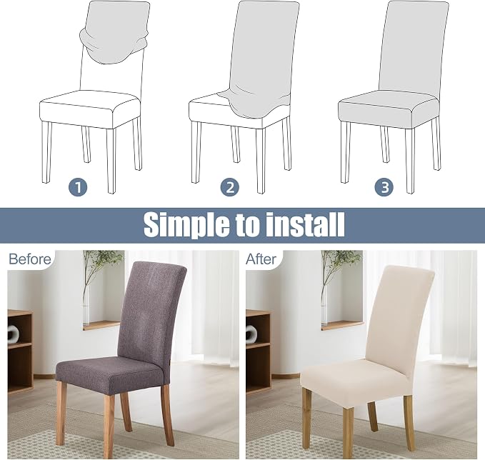 BIETYONE Stretch Dining Chair Covers Set of 2, Soft Removable Washable Kitchen - Image 4