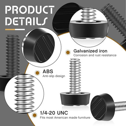 Hotop 1/4-20 UNC Thread Adjustable Furniture Levelers Screw in Galvanized Steel - Image 3
