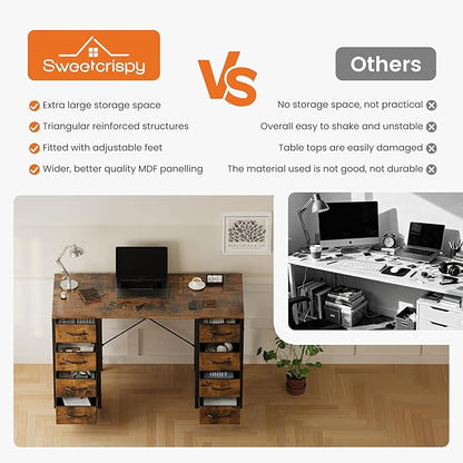 Sweetcrispy Computer Desk with 8 Fabric Drawers - Image 5
