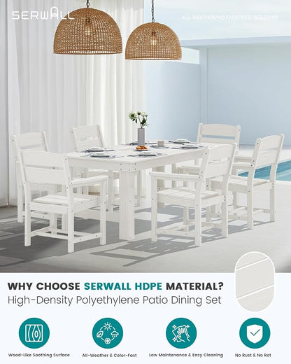 SERWALL Outdoor Dining Table Set, 67‘’ HDPE Patio Dining Set - Image 3