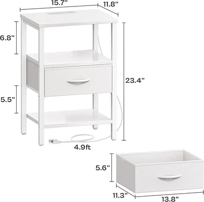SUPERJARE Nightstand with Charging Station, Bed Side Table with Adjustable - Image 3