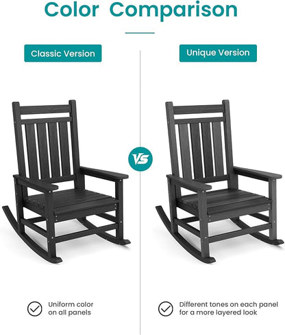 SERWALL Outdoor Rocking Chair, HDPE Rocking Chair - Image 9