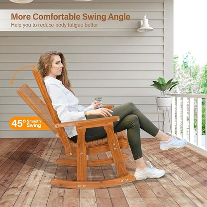 VINGLI Outdoor Rocking Chair, Heavy Duty 600 LBS Wooden Rocking Bench - Image 3