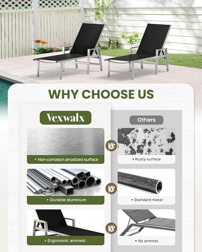 Vexwalx Patio Chaise Lounge Chair Outdoor - Image 7
