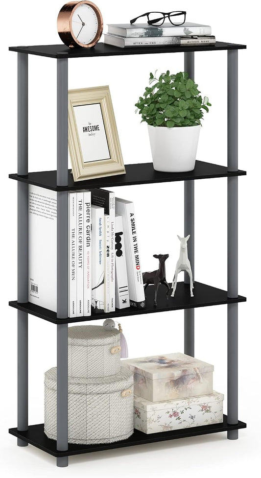Furinno TURN-N-TUBE Storage Shelves, 4-Tier Toolless Book Shelf, Corner Shelf by Furinno-FitsYourSpaceFitsYourBudget