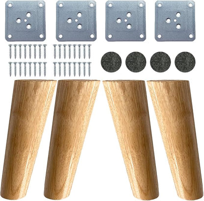 KITEVICH 4PACK Solid Wood Furniture Legs 6 Inch Sofa Legs, Replacement Legs Mid by KITEVICH
