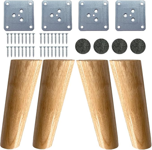 KITEVICH 4PACK Solid Wood Furniture Legs 6 Inch Sofa Legs, Replacement Legs Mid by KITEVICH