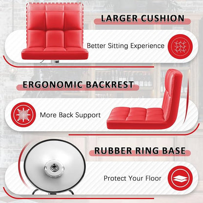 Homall Bar Stools Modern PU Leather Adjustable Swivel Barstools, Armless - Image 6