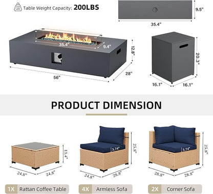 UPHA 9 Pieces Patio Furniture Sets, Wicker Outdoor Sectional Sofa Couch - Image 2