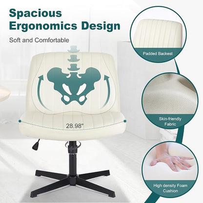 OLIXIS Criss Cross Legged Chairs Armless No Wheels Wide Seat Height Adjustable - Image 3