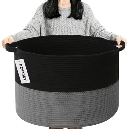 90L Extra Large Blanket Basket, Woven Laundry Basket Hamper by HZFTJOY