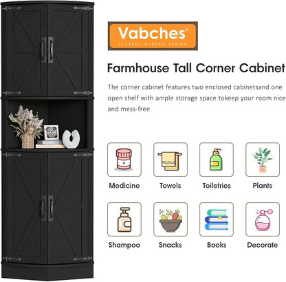 Vabches 64.8" Tall Farmhouse Corner Cabinet - Image 5