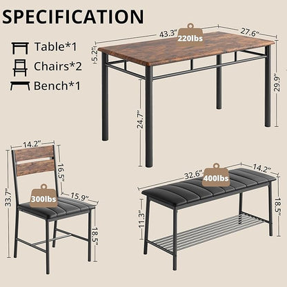 IRONCK Dining Table Set for 4, Kitchen Table - Image 2