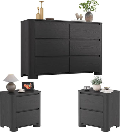 YANSNWO Modern Minimalist Dresser and Nightstand Sets 3 Piece Bedroom Set by YANSNWO