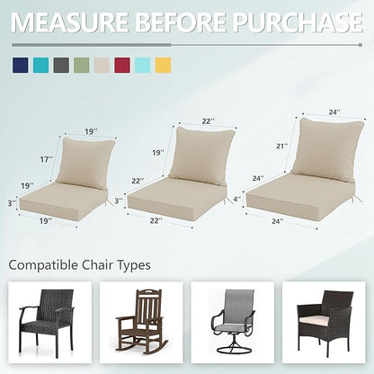 22x22 Inch Patio Chair Cushions Set of 4, Outdoor Furniture Cushions - Image 7
