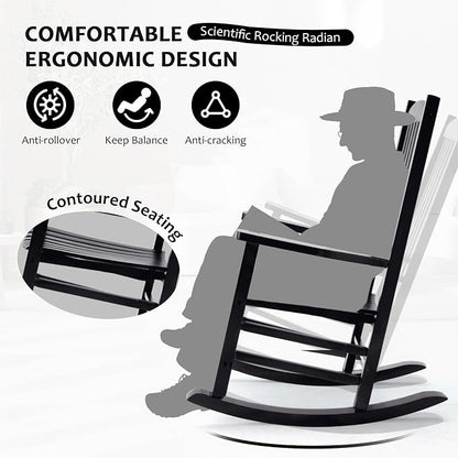 Hupmad Wooden Rocking Chair Outdoor Oversized Porch Rocker Chair, Patio Wooden - Image 5
